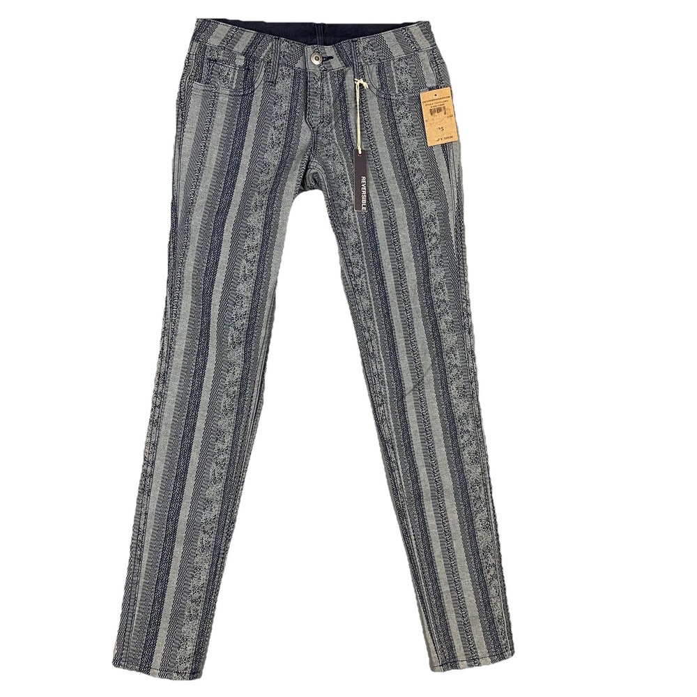 Cult of Individuality Reversible Striped Floral Skinny Jeans Womens 25 NWT